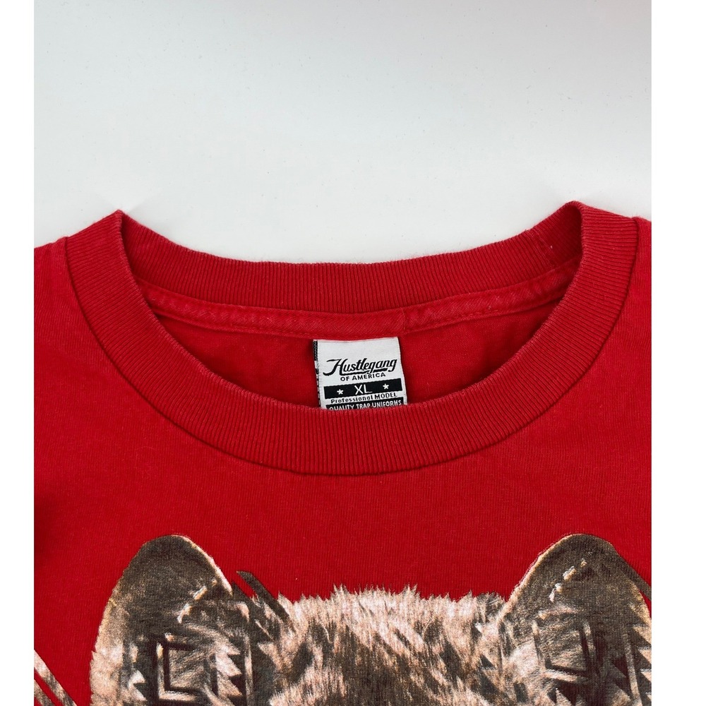 Hustle Gang Graphic Tee Mens XL Red Good Wolf Headdress Streetwear Shirt - Picture 4 of 6